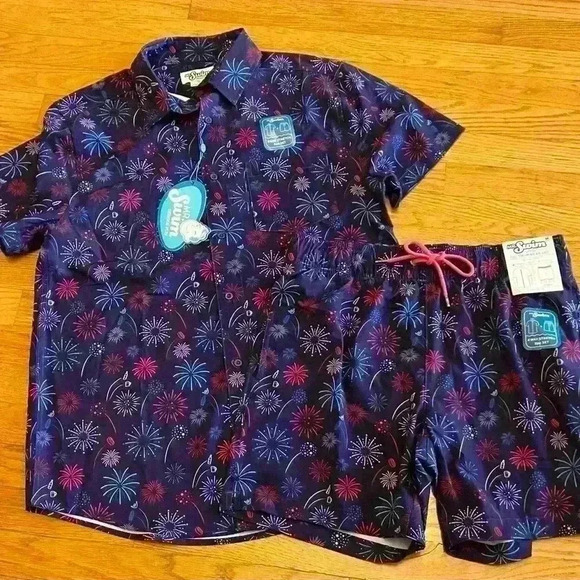 Mr. Swim Men’s Swim Set 2pc Size Medium Fireworks - Picture 1 of 13